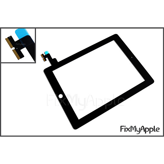 Glass Touch Screen Digitizer - Black OEM (With Adhesive) for iPad 2